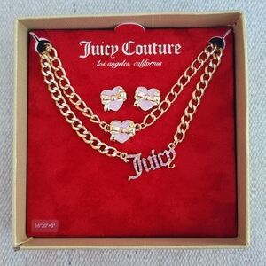 Juicy Couture Pink Necklace & Earrings Set
